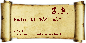 Budinszki Mátyás névjegykártya